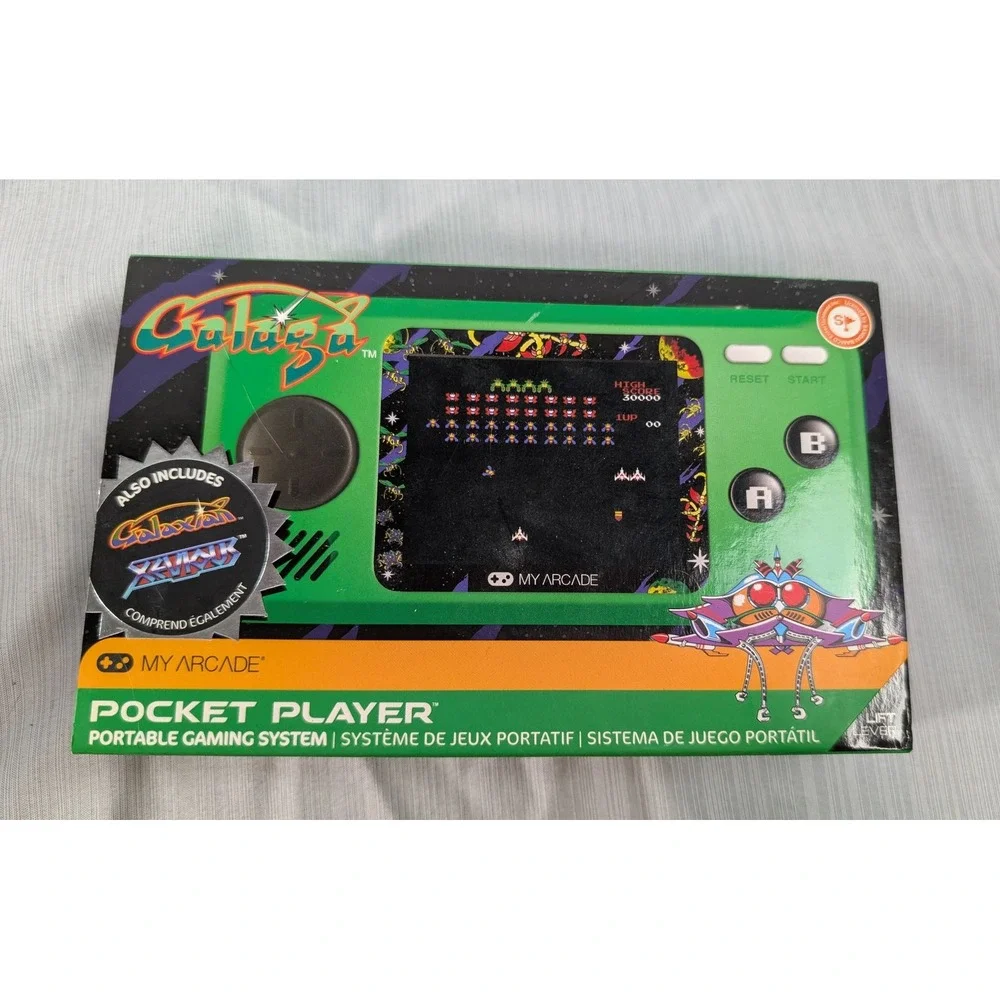 My Arcade Galaga Pocket Player DGUNL-3244 Green Handheld Retro Gaming System
